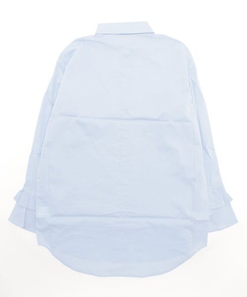 REAL CUBE(リアルキューブ)の「ラッフルスリーブブラウス(シャツ/ブラウス・レディース・オフホワイト/サックスブルー/ネイビー×ホワイト・M)」の5枚目の写真