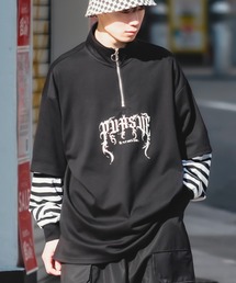 ハーフジップ フェイクレイヤード ロンT