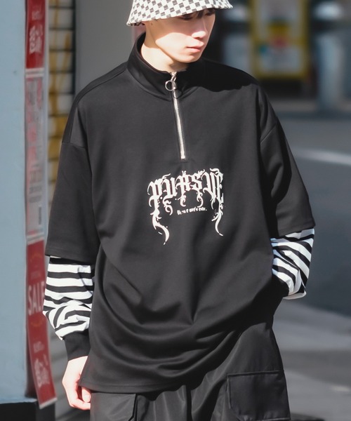 improves(インプローブス)の「ハーフジップ フェイクレイヤード ロンT(Tシャツ/カットソー・メンズ・ブラック系その他/ホワイト/ブラック/ホワイト系その他・LARGE/MEDIUM)」の4枚目の写真