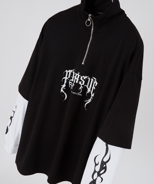 improves(インプローブス)の「ハーフジップ フェイクレイヤード ロンT(Tシャツ/カットソー・メンズ・ブラック系その他/ホワイト/ブラック/ホワイト系その他・LARGE/MEDIUM)」の3枚目の写真