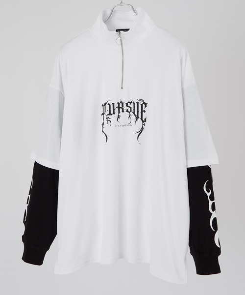 improves(インプローブス)の「ハーフジップ フェイクレイヤード ロンT(Tシャツ/カットソー・メンズ・ブラック系その他/ホワイト/ブラック/ホワイト系その他・LARGE/MEDIUM)」の5枚目の写真