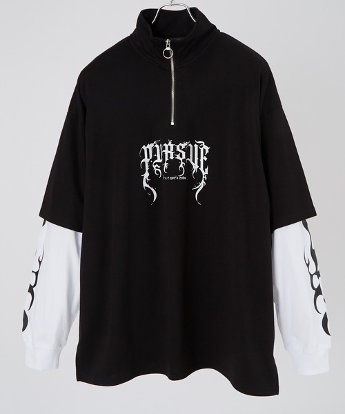 improves(インプローブス)の「ハーフジップ フェイクレイヤード ロンT(Tシャツ/カットソー・メンズ・ブラック系その他/ホワイト/ブラック/ホワイト系その他・LARGE/MEDIUM)」の9枚目の写真