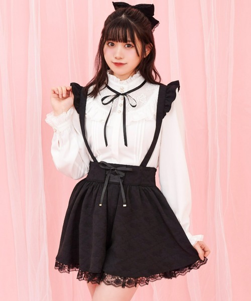 Secret Honey（シークレットハニー）の「レースヨークスタンドカラーブラウス（シャツ/ブラウス・レディース・ブラック/オフホワイト・MEDIUM）」の10枚目の写真