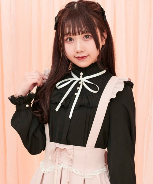 Secret Honey（シークレットハニー）の「レースヨークスタンドカラーブラウス（シャツ/ブラウス・レディース・ブラック/オフホワイト・MEDIUM）」の15枚目の写真