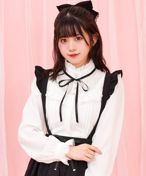 Secret Honey（シークレットハニー）の「レースヨークスタンドカラーブラウス（シャツ/ブラウス・レディース・ブラック/オフホワイト・MEDIUM）」の16枚目の写真