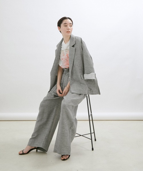 sana（サナ）の「【Sana（サナ）】【セットアップ対応】Wrap slacks（スラックス・レディース・キナリ/チャコールグレー・FREE）」の3枚目の写真