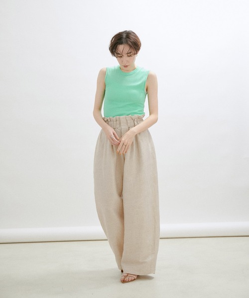 sana（サナ）の「【Sana（サナ）】【セットアップ対応】Wrap slacks（スラックス・レディース・キナリ/チャコールグレー・FREE）」の5枚目の写真