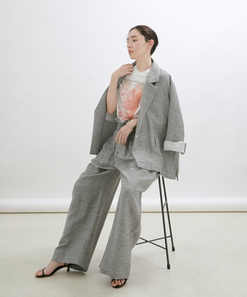 sana（サナ）の「【Sana（サナ）】【セットアップ対応】Wrap slacks（スラックス・レディース・キナリ/チャコールグレー・FREE）」の6枚目の写真