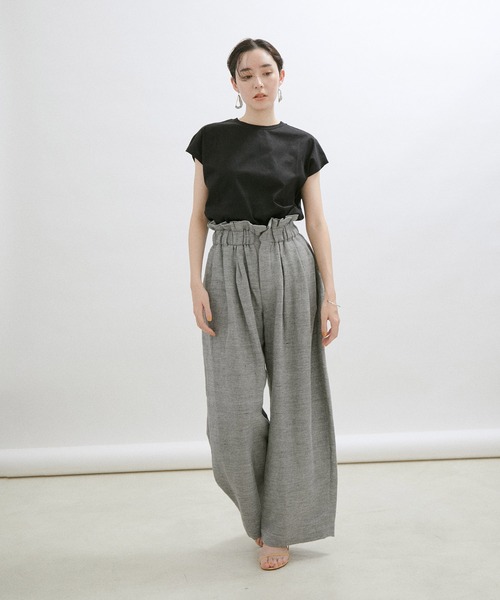 sana（サナ）の「【Sana（サナ）】【セットアップ対応】Wrap slacks（スラックス・レディース・キナリ/チャコールグレー・FREE）」の9枚目の写真