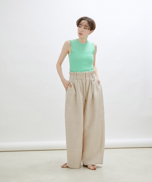 sana（サナ）の「【Sana（サナ）】【セットアップ対応】Wrap slacks（スラックス・レディース・キナリ/チャコールグレー・FREE）」の10枚目の写真