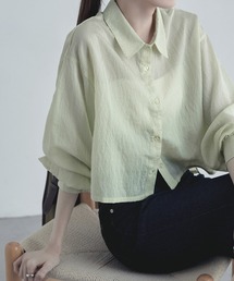 シアーストライプクロップドシャツ