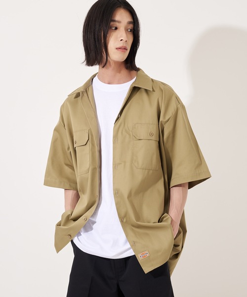 Dickies（ディッキーズ）の「【Dickies】1574 SHORT SLEEVE WORK SHIRT / ディッキーズ 半袖ワークシャツ 両胸ポケット（シャツ/ブラウス・メンズ・ブラック/グリーン/ベージュ/ネイビー/オレンジ/ミント/チャコール・M/L/XL）」の3枚目の写真