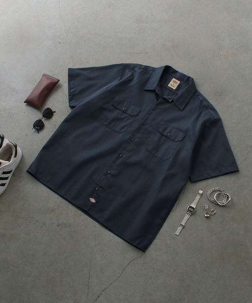 Dickies（ディッキーズ）の「【Dickies】1574 SHORT SLEEVE WORK SHIRT / ディッキーズ 半袖ワークシャツ 両胸ポケット（シャツ/ブラウス・メンズ・ブラック/グリーン/ベージュ/ネイビー/オレンジ/ミント/チャコール・M/L/XL）」の6枚目の写真