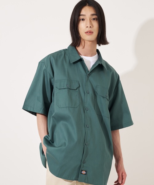 Dickies（ディッキーズ）の「【Dickies】1574 SHORT SLEEVE WORK SHIRT / ディッキーズ 半袖ワークシャツ 両胸ポケット（シャツ/ブラウス・メンズ・ブラック/グリーン/ベージュ/ネイビー/オレンジ/ミント/チャコール・M/L/XL）」の5枚目の写真