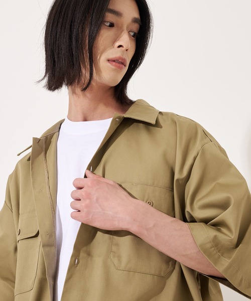 Dickies（ディッキーズ）の「【Dickies】1574 SHORT SLEEVE WORK SHIRT / ディッキーズ 半袖ワークシャツ 両胸ポケット（シャツ/ブラウス・メンズ・ブラック/グリーン/ベージュ/ネイビー/オレンジ/ミント/チャコール・M/L/XL）」の13枚目の写真