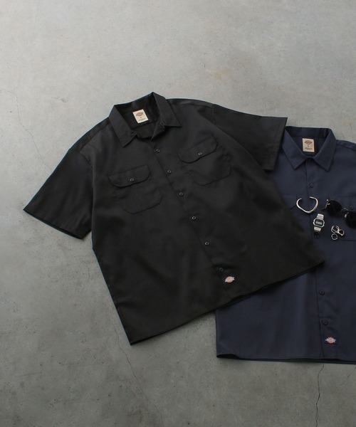 Dickies（ディッキーズ）の「【Dickies】1574 SHORT SLEEVE WORK SHIRT / ディッキーズ 半袖ワークシャツ 両胸ポケット（シャツ/ブラウス・メンズ・ブラック/グリーン/ベージュ/ネイビー/オレンジ/ミント/チャコール・M/L/XL）」の21枚目の写真