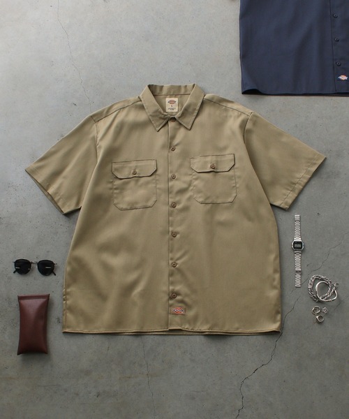 Dickies（ディッキーズ）の「【Dickies】1574 SHORT SLEEVE WORK SHIRT / ディッキーズ 半袖ワークシャツ 両胸ポケット（シャツ/ブラウス・メンズ・ブラック/グリーン/ベージュ/ネイビー/オレンジ/ミント/チャコール・M/L/XL）」の22枚目の写真