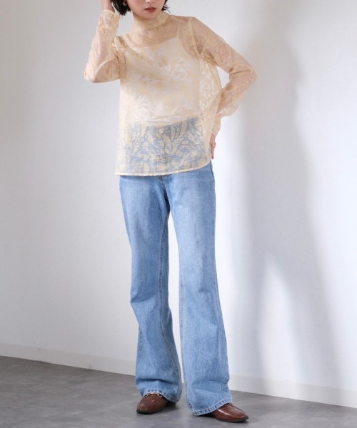シアージャカードブラウス Sheer Jacquard Blouse SHEER JACQUARD BLOUSE(ｼｱｰｼﾞｬｶｰﾄﾞﾌﾞﾗｳｽ)
