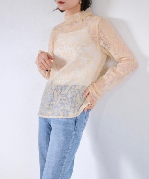 シアージャカードブラウス Sheer Jacquard Blouse SHEER JACQUARD BLOUSE(ｼｱｰｼﾞｬｶｰﾄﾞﾌﾞﾗｳｽ)