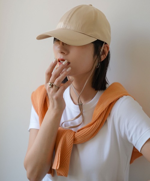 rectangle（レクタングル）の「ストラップ付きサテンキャップ（キャップ・レディース・ブラック/グレー/ベージュ・FREE）」の11枚目の写真