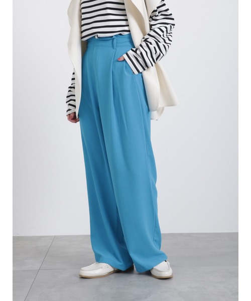 Samansa Mos2 blue(サマンサモスモスブルー)の「ハイウエストパンツ(その他パンツ・レディース・グリーン/ブラック/ライトベージュ/ブルー・フリ-)」の1枚目の写真