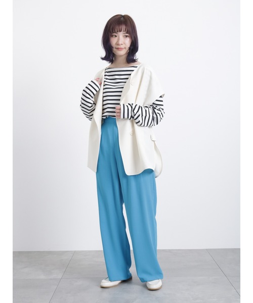 Samansa Mos2 blue(サマンサモスモスブルー)の「ハイウエストパンツ(その他パンツ・レディース・グリーン/ブラック/ライトベージュ/ブルー・フリ-)」の18枚目の写真