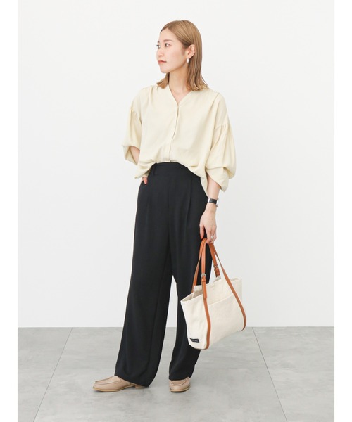 Samansa Mos2 blue(サマンサモスモスブルー)の「ハイウエストパンツ(その他パンツ・レディース・グリーン/ブラック/ライトベージュ/ブルー・フリ-)」の13枚目の写真