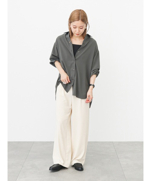 Samansa Mos2 blue(サマンサモスモスブルー)の「ハイウエストパンツ(その他パンツ・レディース・グリーン/ブラック/ライトベージュ/ブルー・フリ-)」の9枚目の写真