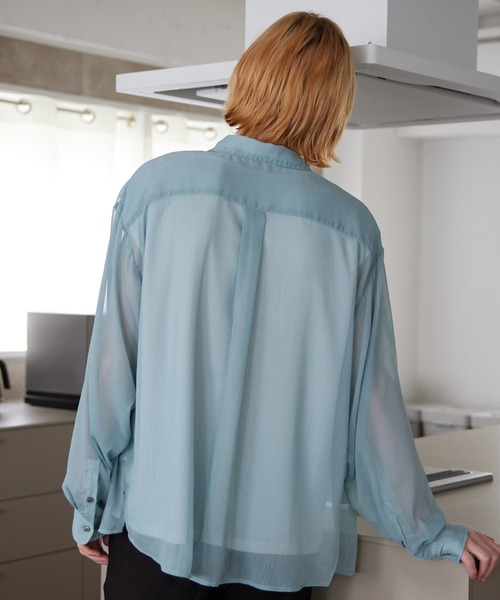 ln fortis（ロンフォルティス）の「ln foris - オーバーサイズシアーシャツ（シャツ/ブラウス・メンズ・ブルー/ブラック・SMALL/MEDIUM）」の11枚目の写真