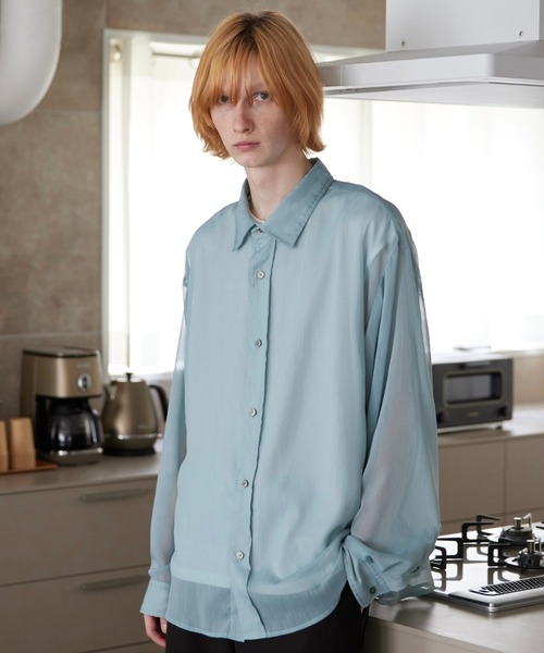 ln fortis（ロンフォルティス）の「ln foris - オーバーサイズシアーシャツ（シャツ/ブラウス・メンズ・ブルー/ブラック・SMALL/MEDIUM）」の13枚目の写真