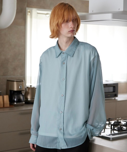 ln fortis（ロンフォルティス）の「ln foris - オーバーサイズシアーシャツ（シャツ/ブラウス・メンズ・ブルー/ブラック・SMALL/MEDIUM）」の14枚目の写真