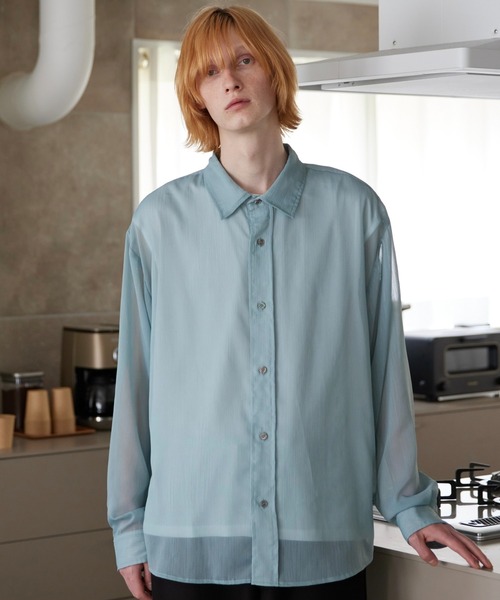 ln fortis（ロンフォルティス）の「ln foris - オーバーサイズシアーシャツ（シャツ/ブラウス・メンズ・ブルー/ブラック・SMALL/MEDIUM）」の16枚目の写真
