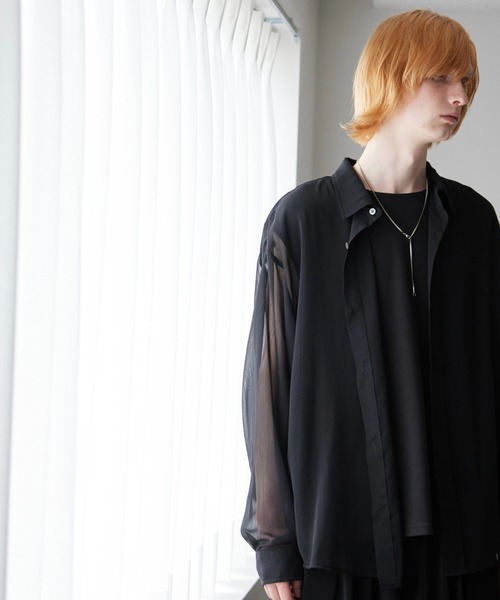 ln fortis（ロンフォルティス）の「ln foris - オーバーサイズシアーシャツ（シャツ/ブラウス・メンズ・ブルー/ブラック・SMALL/MEDIUM）」の4枚目の写真