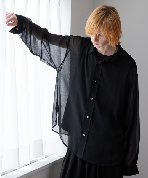 ln fortis（ロンフォルティス）の「ln foris - オーバーサイズシアーシャツ（シャツ/ブラウス・メンズ・ブルー/ブラック・SMALL/MEDIUM）」の8枚目の写真