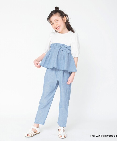 BRANSHES（ブランシェス）の「ペプラムデザイン6分袖Tシャツ（Tシャツ/カットソー・キッズ・ライム/ブルー・100/120/130/150/140/110）」の12枚目の写真