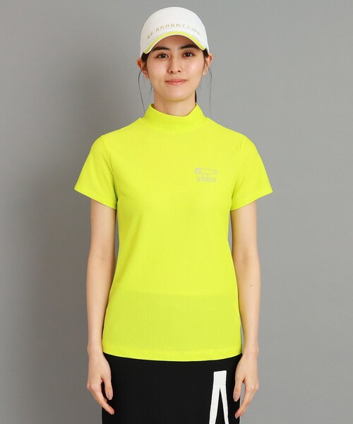 adabat（アダバット）の「◆ワッフル素材 半袖モックネックプルオーバー（Tシャツ/カットソー・レディース・ブラック/レモンイエロー・42/40/38/36）」の3枚目の写真