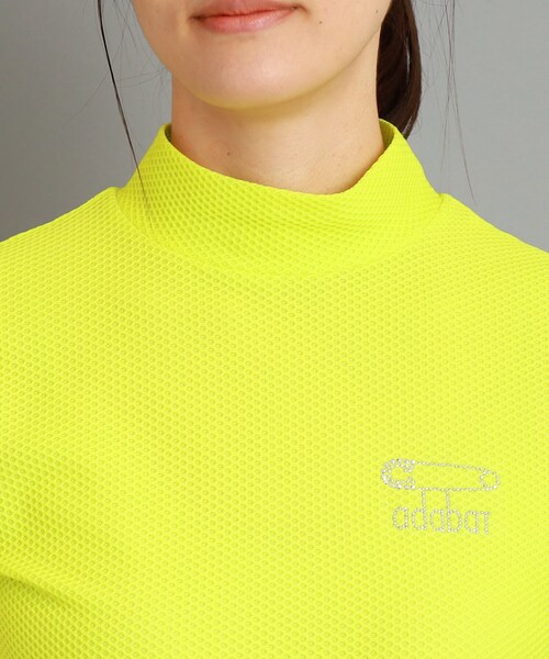 adabat（アダバット）の「◆ワッフル素材 半袖モックネックプルオーバー（Tシャツ/カットソー・レディース・ブラック/レモンイエロー・42/40/38/36）」の6枚目の写真