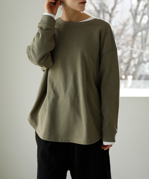 aity(アイティ)の「裏毛ヘンリーネックプルオーバー(スウェット・レディース・ブルー/ブラック/アイボリー/カーキ・M)」の1枚目の写真