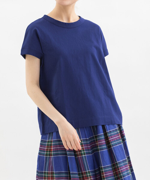 nop de nod（ノップドゥノッド）の「USコットンフレンチスリーブTシャツ（Tシャツ/カットソー・レディース・ブルー/オフホワイト/ターコイズブルー/ライトイエロー/ブラック/スミクロ/ネイビー/インディゴブルー/ピンク/ライトピンク/キナリ/イエロー/ブルー系その他/ライトブルー/ダークブルー/ダークグレー/ブラウン・3/M）」の12枚目の写真