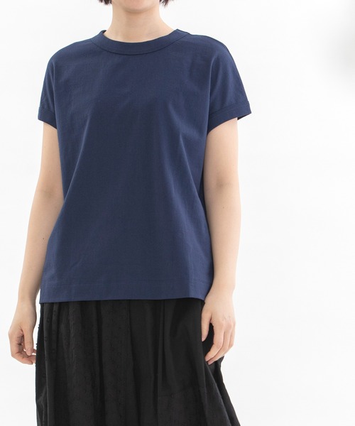 nop de nod（ノップドゥノッド）の「USコットンフレンチスリーブTシャツ（Tシャツ/カットソー・レディース・ブルー/オフホワイト/ターコイズブルー/ライトイエロー/ブラック/スミクロ/ネイビー/インディゴブルー/ピンク/ライトピンク/キナリ/イエロー/ブルー系その他/ライトブルー/ダークブルー/ダークグレー/ブラウン・3/M）」の13枚目の写真