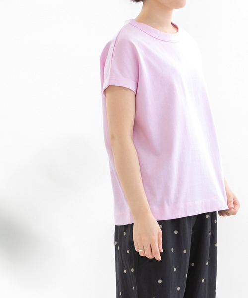 nop de nod（ノップドゥノッド）の「USコットンフレンチスリーブTシャツ（Tシャツ/カットソー・レディース・ブルー/オフホワイト/ターコイズブルー/ライトイエロー/ブラック/スミクロ/ネイビー/インディゴブルー/ピンク/ライトピンク/キナリ/イエロー/ブルー系その他/ライトブルー/ダークブルー/ダークグレー/ブラウン・3/M）」の17枚目の写真
