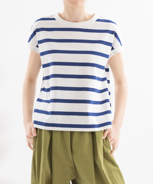 nop de nod（ノップドゥノッド）の「USコットンフレンチスリーブTシャツ（Tシャツ/カットソー・レディース・ブルー/オフホワイト/ターコイズブルー/ライトイエロー/ブラック/スミクロ/ネイビー/インディゴブルー/ピンク/ライトピンク/キナリ/イエロー/ブルー系その他/ライトブルー/ダークブルー/ダークグレー/ブラウン・3/M）」の11枚目の写真