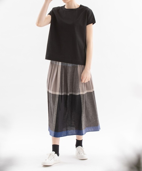 nop de nod（ノップドゥノッド）の「USコットンフレンチスリーブTシャツ（Tシャツ/カットソー・レディース・ブルー/オフホワイト/ターコイズブルー/ライトイエロー/ブラック/スミクロ/ネイビー/インディゴブルー/ピンク/ライトピンク/キナリ/イエロー/ブルー系その他/ライトブルー/ダークブルー/ダークグレー/ブラウン・3/M）」の22枚目の写真