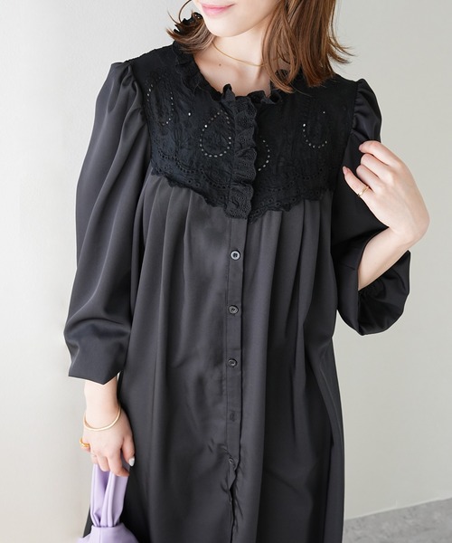 IAMUSE(アイアミューズ)の「レースカラーワンピース S0975【IAMUSE】(ワンピース・レディース・アイボリー/ブラック・FREE)」の18枚目の写真