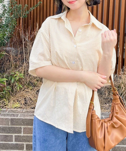 frunco（フランコ）の「stripes summer shirt（シャツ/ブラウス・レディース・グリーン/ブルー/イエロー/ピンク・FREE）」の4枚目の写真