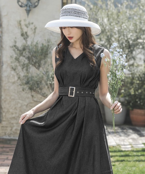 Julia Boutique(ジュリアブティック)の「バックルベルト付きデニムフレアワンピース/23097(ワンピース・レディース・ネイビー/ブラック・ONE)」の20枚目の写真