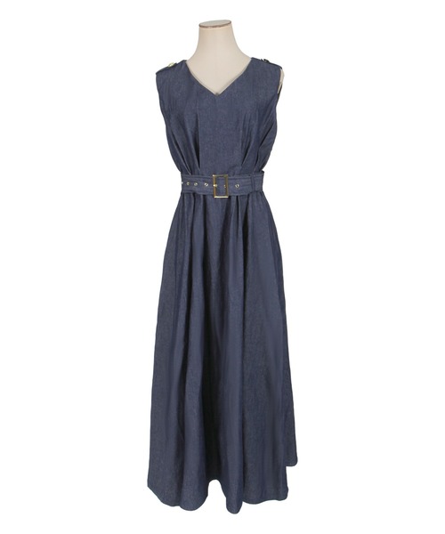 Julia Boutique(ジュリアブティック)の「バックルベルト付きデニムフレアワンピース/23097(ワンピース・レディース・ネイビー/ブラック・ONE)」の19枚目の写真