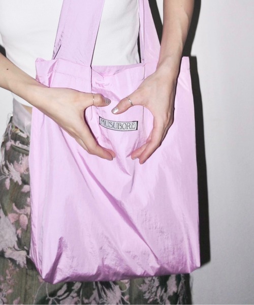musubore（ムスボレ）の「wide shoulder logo tote / ワイドショルダーロゴトート（トートバッグ・レディース・その他/シルバー/グリーン/ネイビー/ワインレッド/ピンク/ライトグリーン・FREE）」の12枚目の写真