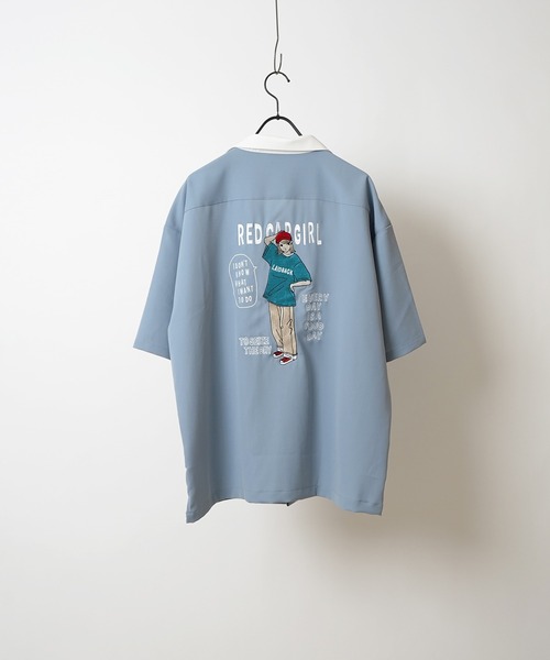 Red Cap Girl(レッドキャプガール)の「【RED CAP GIRL】襟配色 / クレリック バック刺繍 ビッグオープンカラーシャツ (シャツ/ブラウス・メンズ・グレー/ブルー/ホワイト/ブラック・L/M)」の12枚目の写真