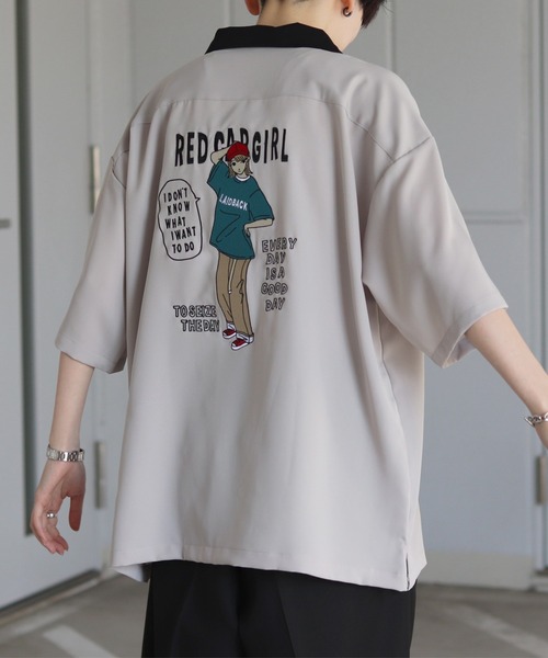Red Cap Girl(レッドキャプガール)の「【RED CAP GIRL】襟配色 / クレリック バック刺繍 ビッグオープンカラーシャツ (シャツ/ブラウス・メンズ・グレー/ブルー/ホワイト/ブラック・L/M)」の22枚目の写真